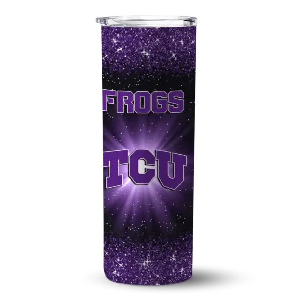 tcu horned frogs radiant glitter purple skinny tumbler best selling
