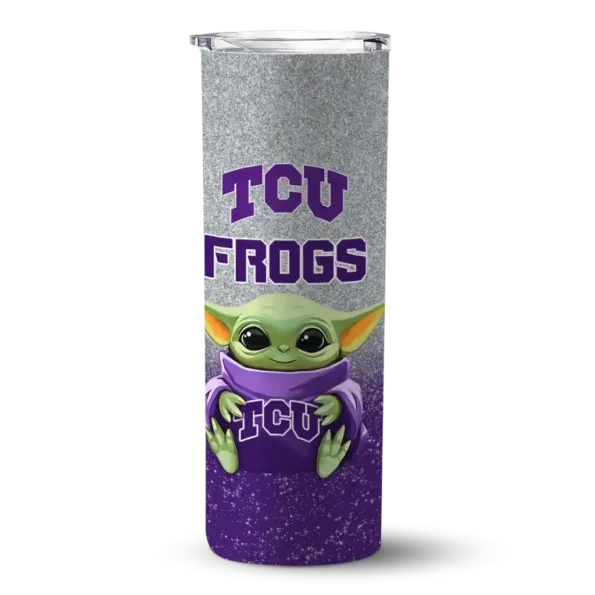 tcu horned frogs yoda smile purple skinny tumbler best selling