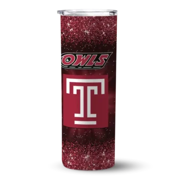Temple Owls Radiant Glitter Red Skinny Tumbler