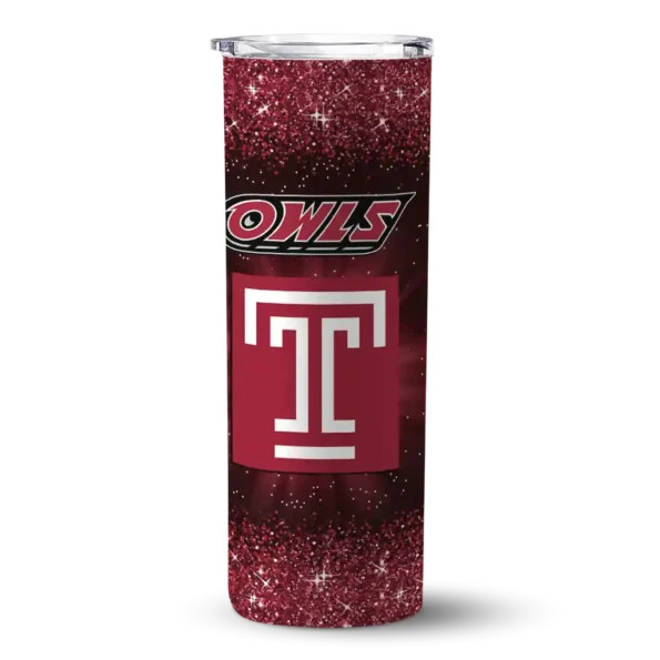 temple owls radiant glitter red skinny tumbler best selling