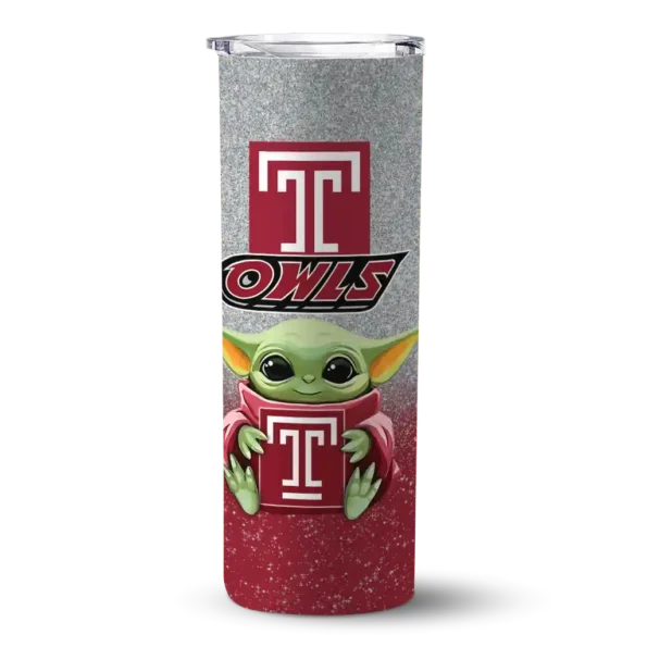 temple owls yoda smile red skinny tumbler best selling