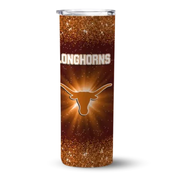 Texas Longhorns Radiant Glitter Orange Skinny Tumbler