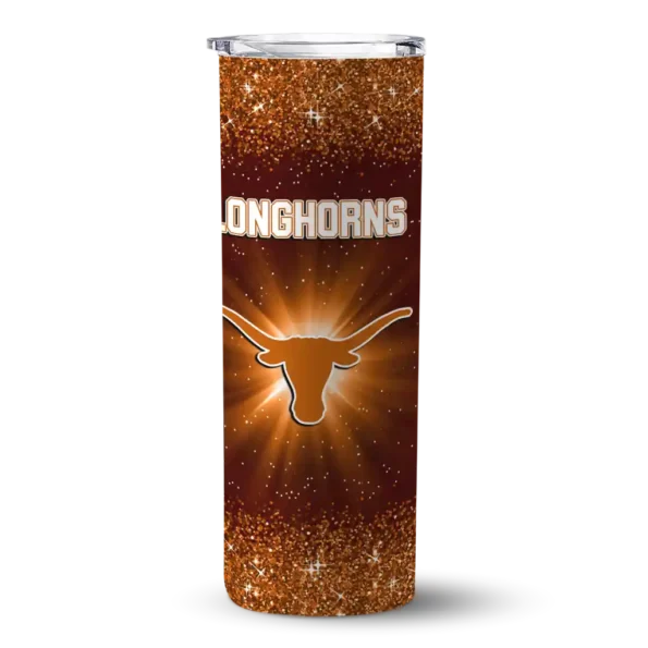 texas longhorns radiant glitter orange skinny tumbler best selling