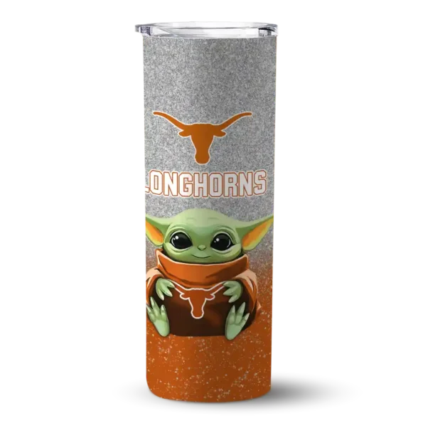 texas longhorns yoda smile orange skinny tumbler best selling