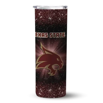 Texas State Bobcats Radiant Glitter Maroon Skinny Tumbler