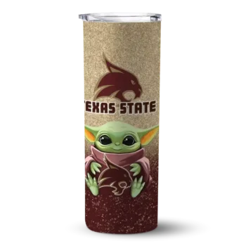 Texas State Bobcats Yoda Smile Maroon Skinny Tumbler