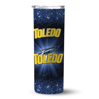 Toledo Rockets Radiant Glitter Blue Skinny Tumbler