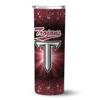 Troy Trojans Radiant Glitter Red Skinny Tumbler