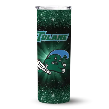 Tulane Green Wave Radiant Glitter Green Skinny Tumbler