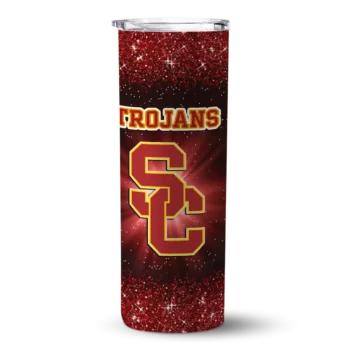 USC Trojans Radiant Glitter Red Skinny Tumbler