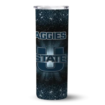 Utah State Aggies Radiant Glitter Navy Skinny Tumbler