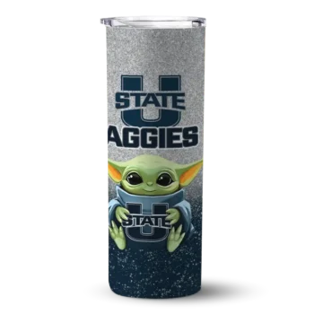 Utah State Aggies Yoda Smile Navy Skinny Tumbler