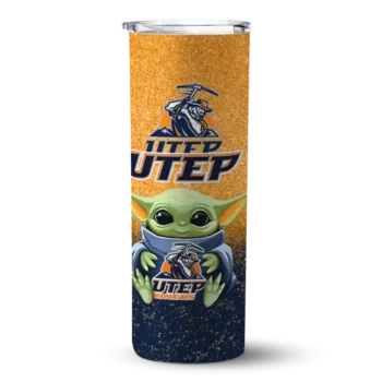 UTEP Miners Yoda Smile Blue Skinny Tumbler
