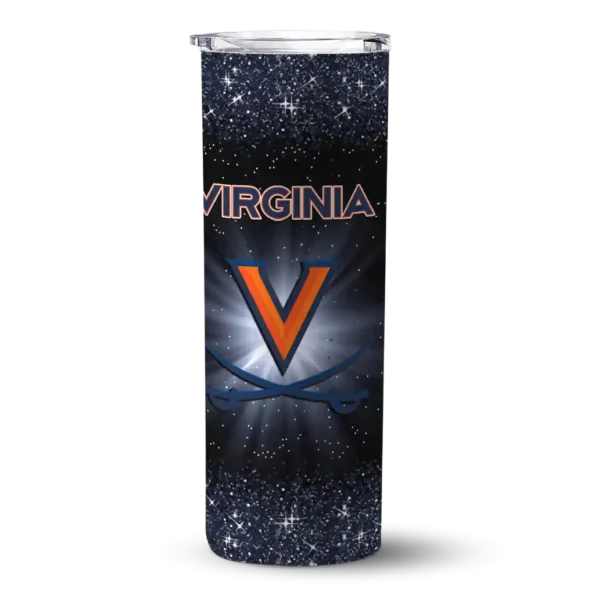 virginia cavaliers radiant glitter blue skinny tumbler best selling