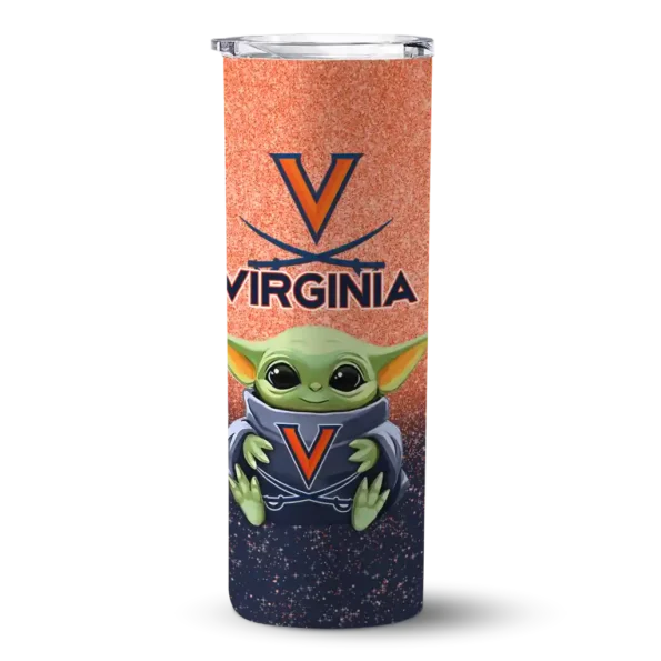 virginia cavaliers yoda smile blue skinny tumbler best selling