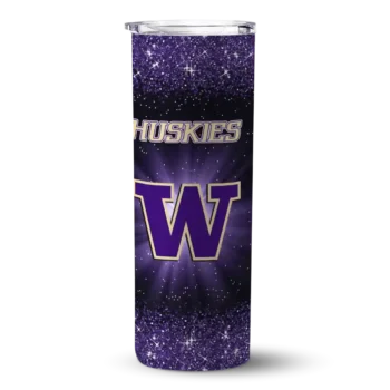 Washington Huskies Radiant Glitter Purple Skinny Tumbler