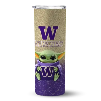 Washington Huskies Yoda Smile Purple Skinny Tumbler