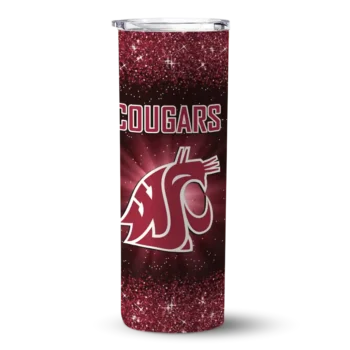 Washington State Cougars Radiant Glitter Crimson Skinny Tumbler