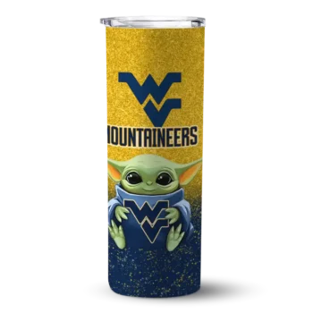 West Virginia Mountaineers Yoda Smile Blue Skinny Tumbler