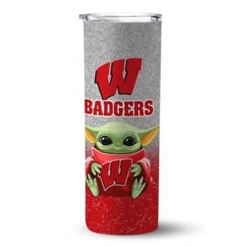 Wisconsin Badgers Yoda Smile Red Skinny Tumbler