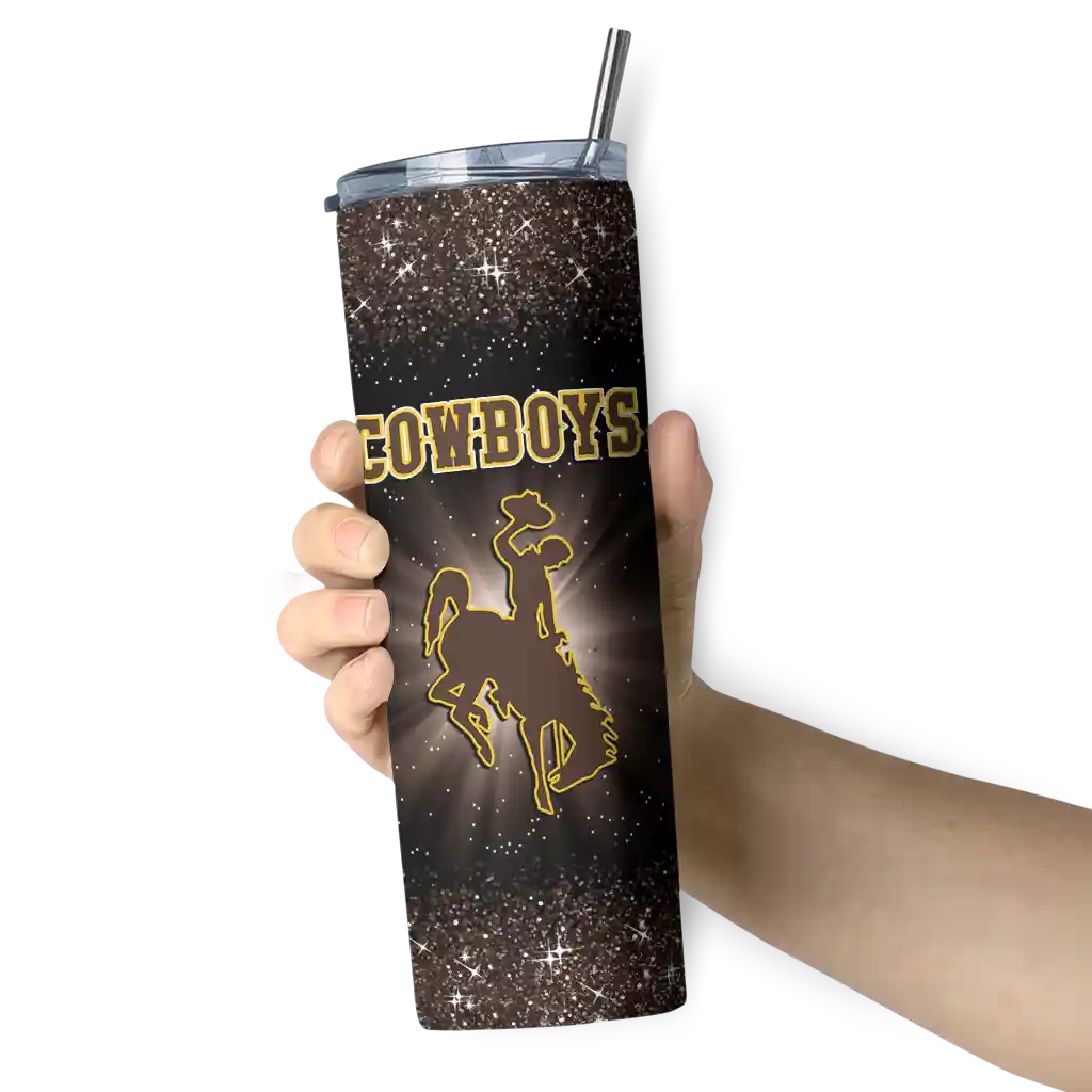 wyoming-cowboys-radiant-glitter-brown-skinny-tumbler-premium-grade.webp