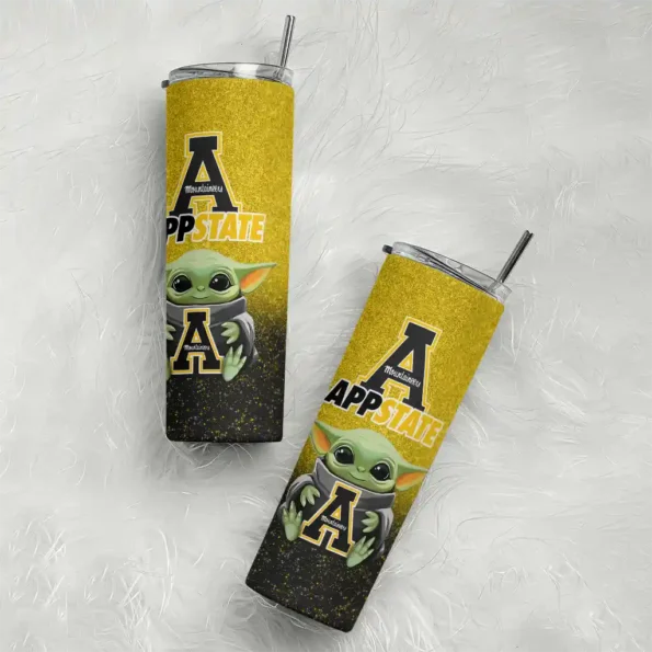 appalachian state mountaineers yoda smile black skinny tumbler top rated 1 68.webp