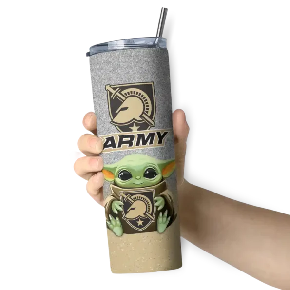 army black knights yoda smile gold skinny tumbler premium grade 1.webp