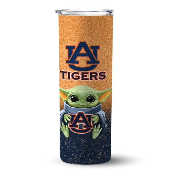 auburn tigers yoda smile navy blue skinny tumbler best selling 1.webp