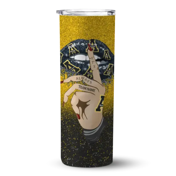 custom appalachian state mountaineers sparkle lips black skinny tumbler best selling 1 1.webp