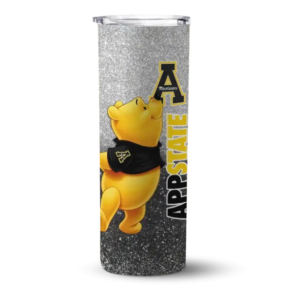custom appalachian state mountaineers winnie the pooh black gray skinny tumbler best selling 2 1 9.webp