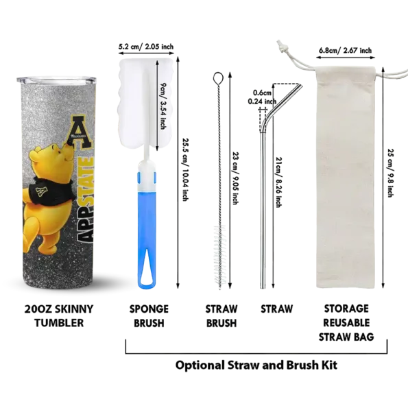 custom appalachian state mountaineers winnie the pooh black gray skinny tumbler new arrival 2 6.webp