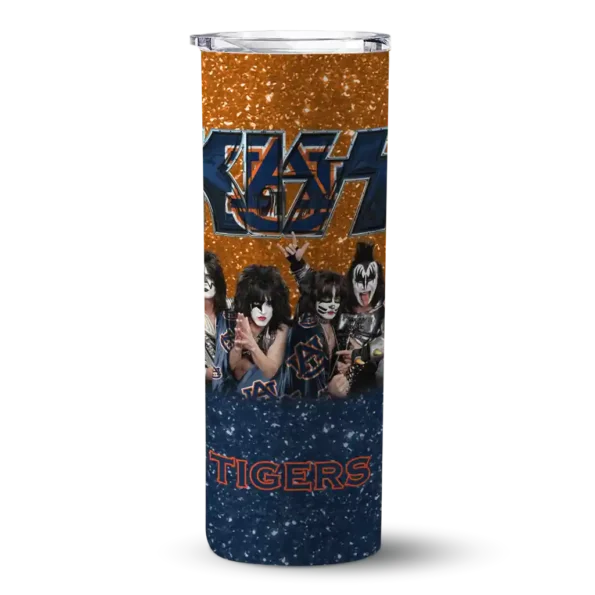 custom auburn tigers kiss band orange skinny tumbler best selling 1 3.webp