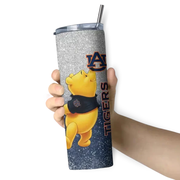 custom auburn tigers winnie the pooh navy blue gray skinny tumbler premium grade 1.webp