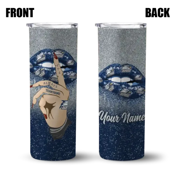 custom georgia southern eagles sparkle lips blue skinny tumbler fashion forward 1.webp