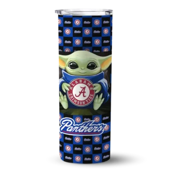 custom georgia state panthers yoda cozy blue black skinny tumbler best selling 1 1.webp