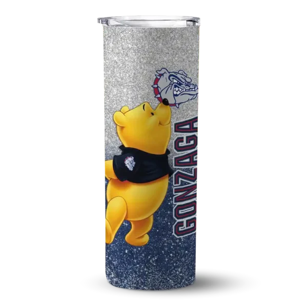 custom gonzaga bulldogs winnie the pooh blue gray skinny tumbler best selling 1.webp