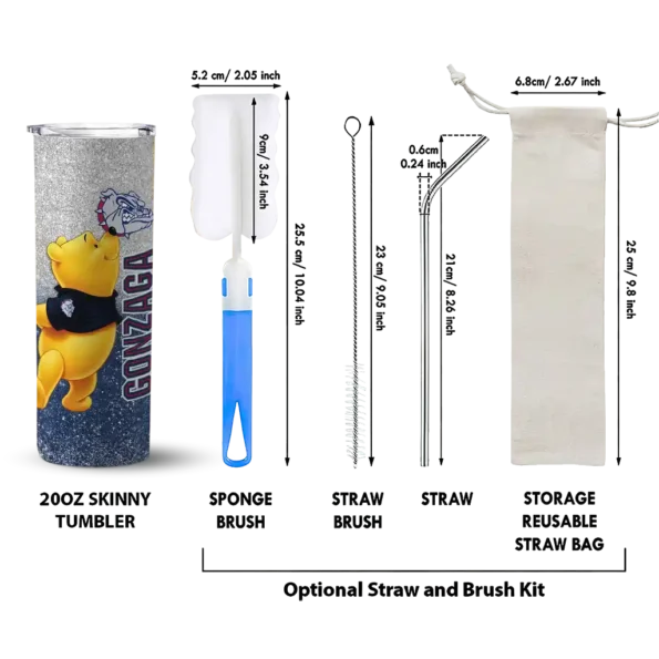 custom gonzaga bulldogs winnie the pooh blue gray skinny tumbler new arrival 1.webp