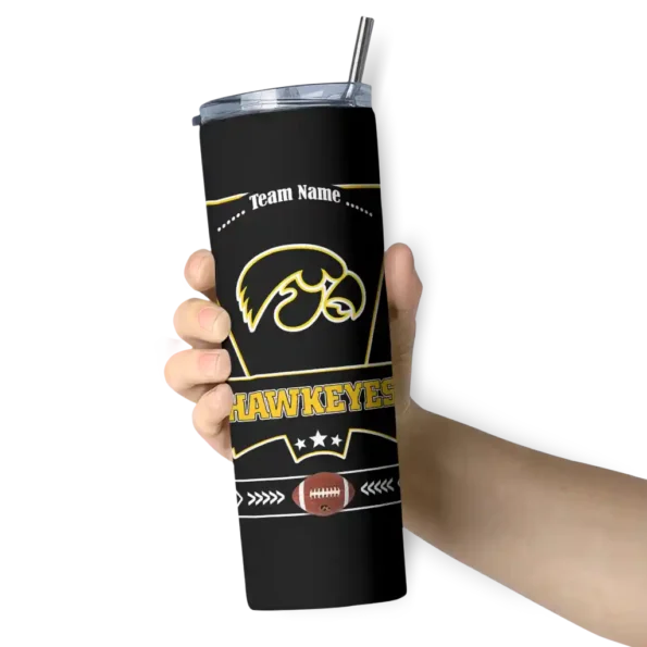 custom iowa hawkeyes helmet belt black skinny tumbler premium grade 1.webp
