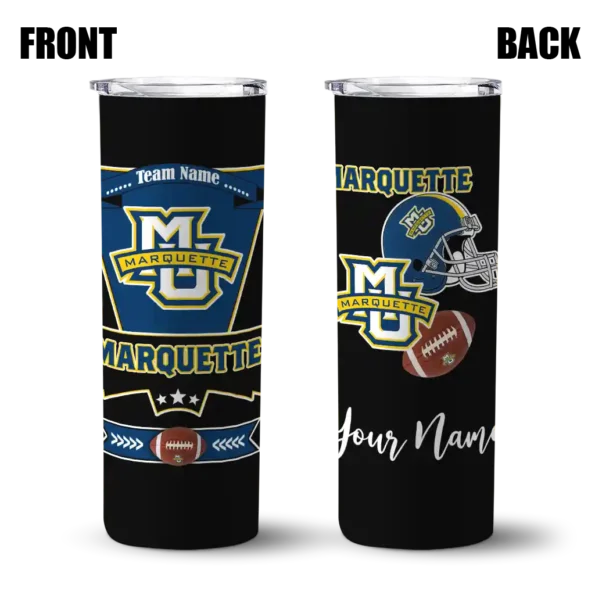 custom marquette golden eagles helmet belt blue black skinny tumbler fashion forward 1.webp