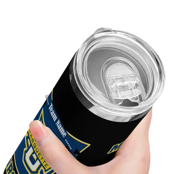 custom marquette golden eagles helmet belt blue black skinny tumbler high quality 1.webp