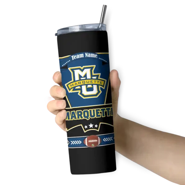 custom marquette golden eagles helmet belt blue black skinny tumbler premium grade 1.webp