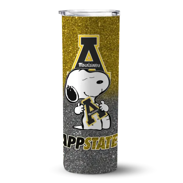 customized appalachian state mountaineers snoopy attitude black skinny tumbler best selling 2 1.webp