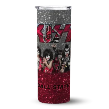 customized ball state cardinals kiss band white skinny tumbler best selling 1.webp