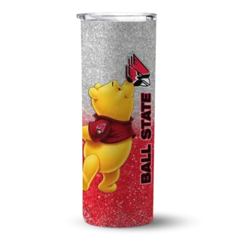 customized ball state cardinals winnie the pooh red gray skinny tumbler best selling 1 4.webp