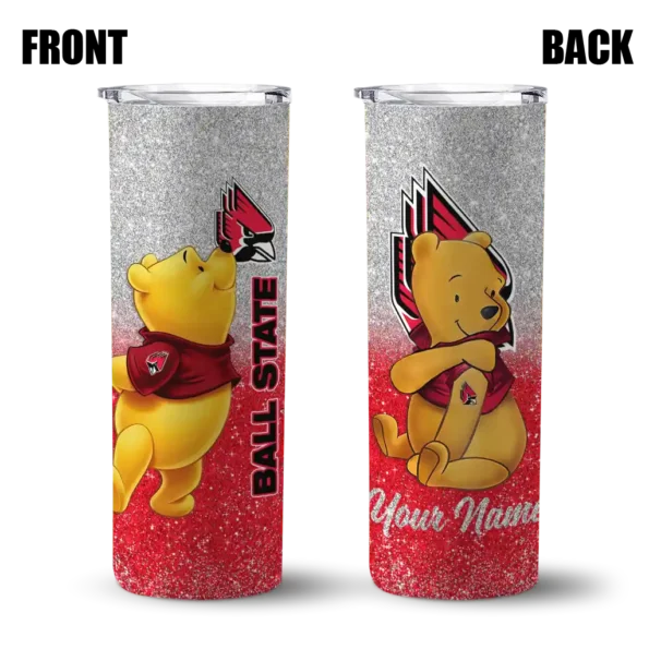 customized ball state cardinals winnie the pooh red gray skinny tumbler fashion forward 1.webp