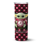 customized georgia bulldogs yoda cozy red black skinny tumbler best selling 1.webp