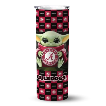 customized georgia bulldogs yoda cozy red black skinny tumbler best selling 1.webp