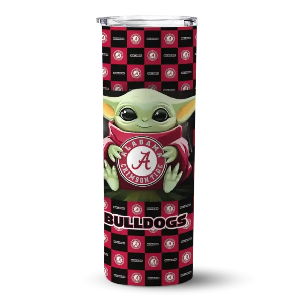 customized georgia bulldogs yoda cozy red black skinny tumbler best selling 1.webp