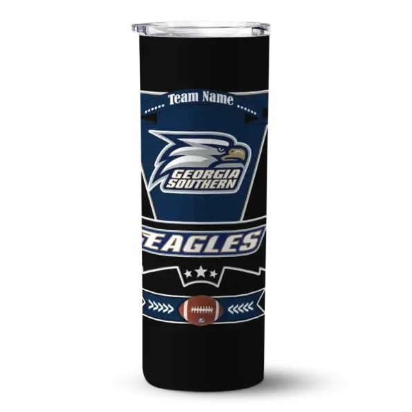 customized georgia southern eagles helmet belt blue black skinny tumbler best selling 1.webp