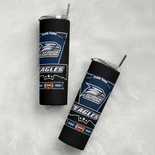 customized georgia southern eagles helmet belt blue black skinny tumbler top rated 1.webp